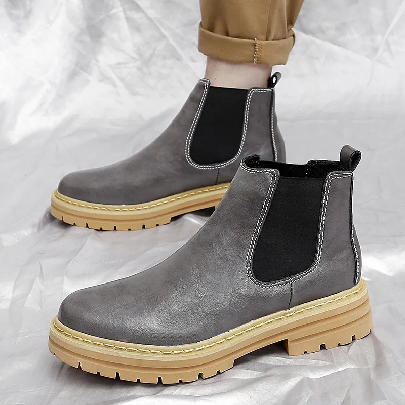 Bull charm Chelsea Boots Men Brown/Gray/Black/Brown With Cotton/Gray With Cotton/Black Padded-26
