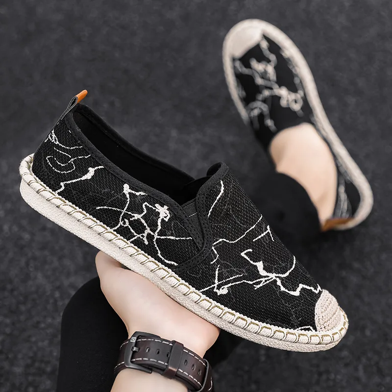Bull charm Espadrilles Men Black/Beige/White-1