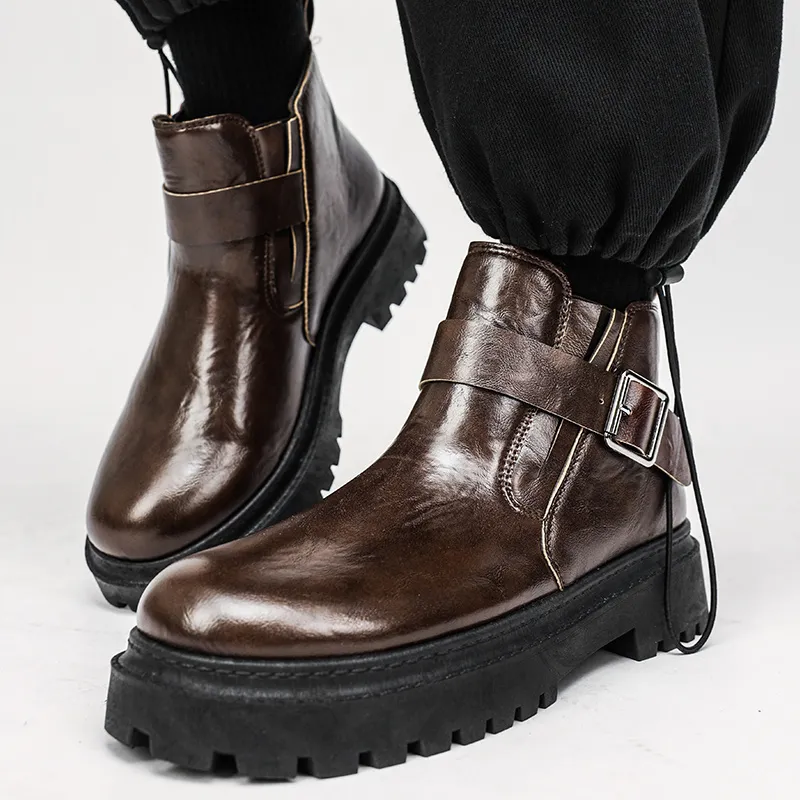 Bull charm Ankle Boots Men Black/Brown-8