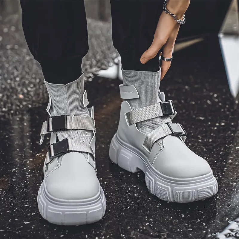 Bull charm Ankle Boots Men Black/Gray/Beige-9