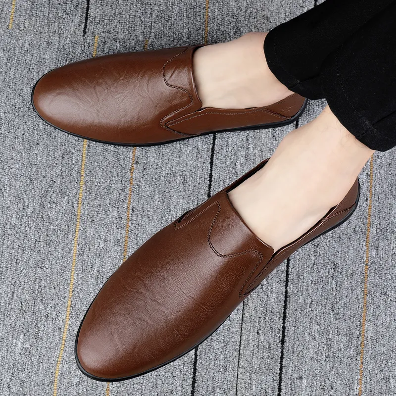 Bull charm Dress Shoes Men Low Top Black/Dark Brown/Red Brown-11