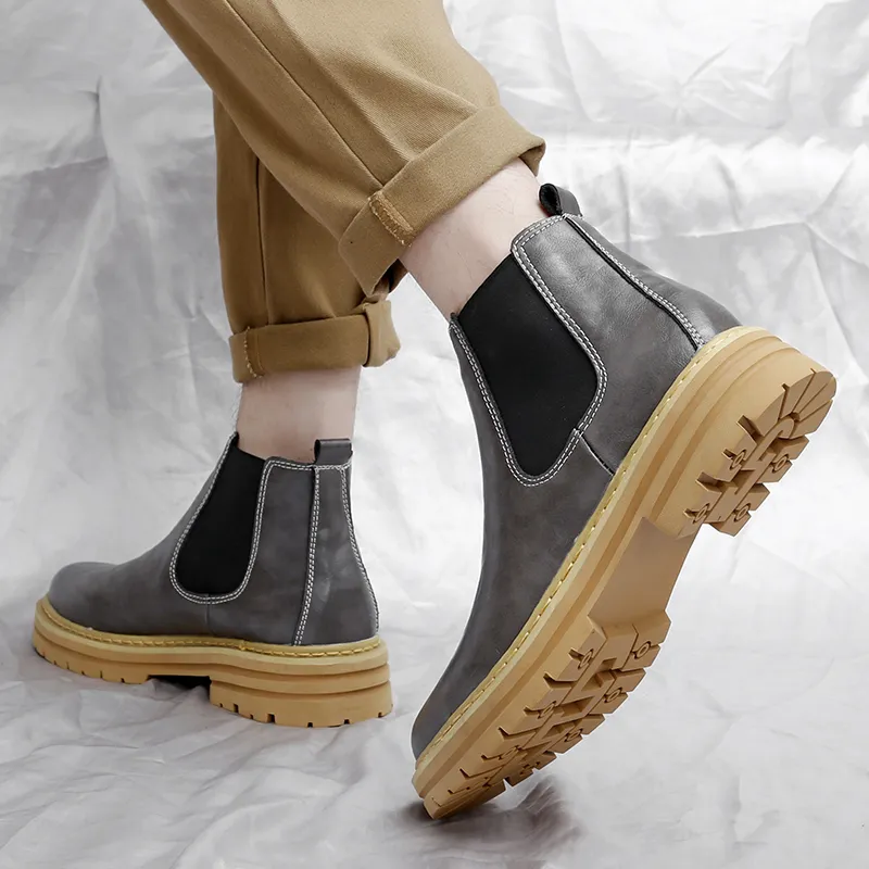 Bull charm Chelsea Boots Men Brown/Gray/Black/Brown With Cotton/Gray With Cotton/Black Padded-8