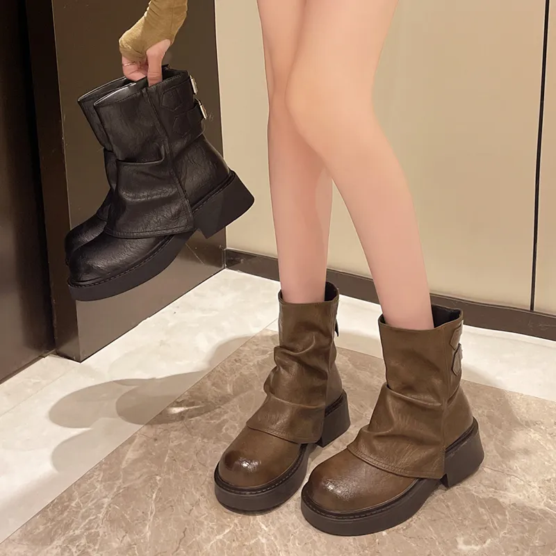 Bull charm Ankle Boots Women's Black/Brown-7