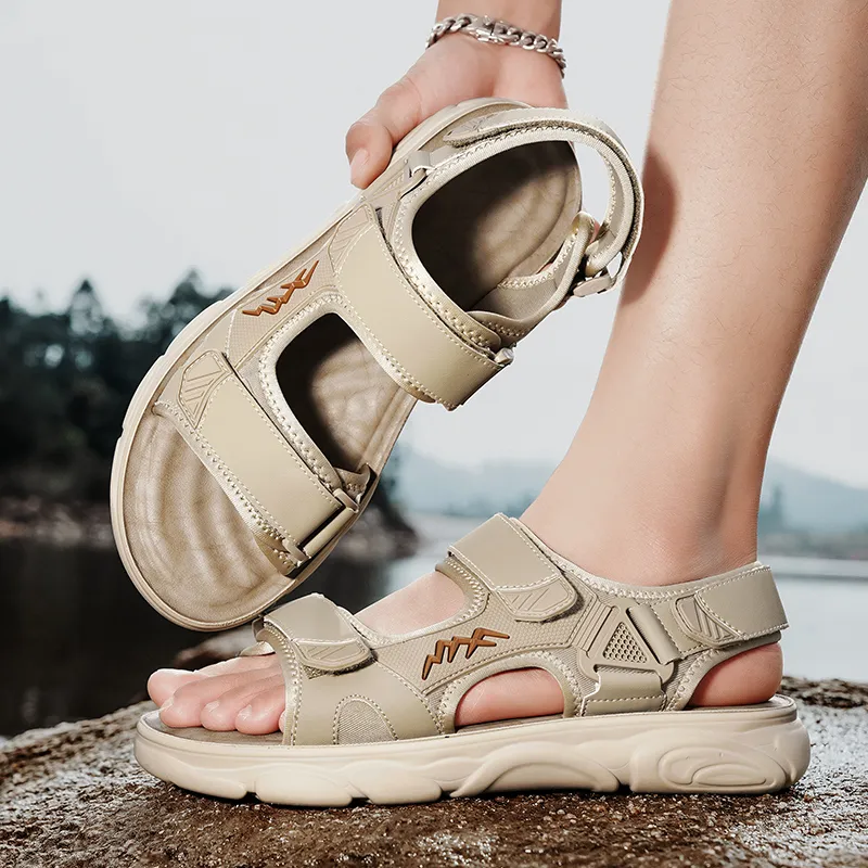 Bull charm Beach Sandals Men Black/Army Green/Sand-3