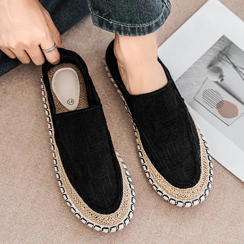 Bull charm Espadrilles Men Black/White/Khaki-2