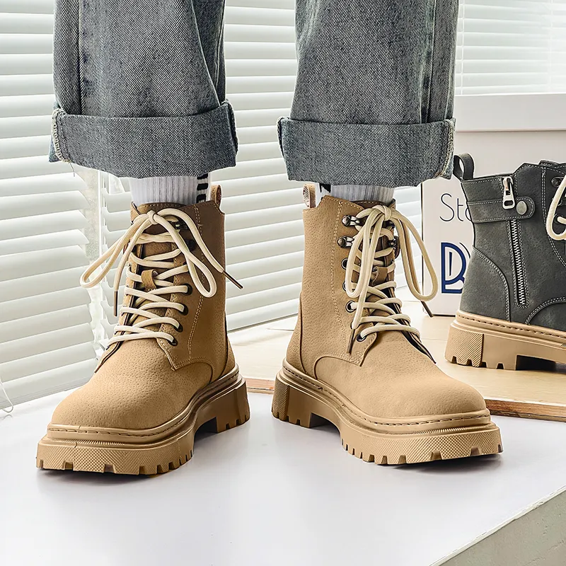 Bull charm Martin Boots Unisex Black/Gray/Khaki-15