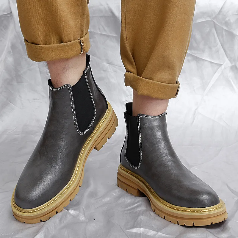 Bull charm Chelsea Boots Men Brown/Gray/Black/Brown With Cotton/Gray With Cotton/Black Padded-9