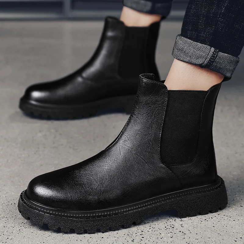 Bull Charm Short Chelsea Boots Men's Black-4