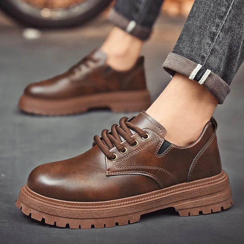 Bull charm Men's Casual Shoes Men Low Top Brown/Black/Khaki-3