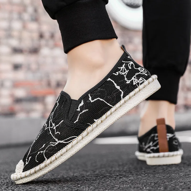 Bull charm Espadrilles Men Black/Beige/White-4