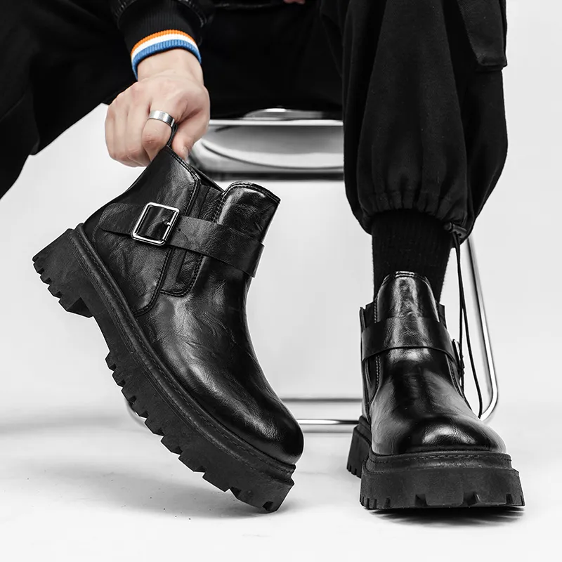 Bull charm Ankle Boots Men Black/Brown-5