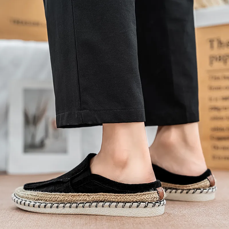 Bull charm Espadrilles Men Black/White/Khaki-5