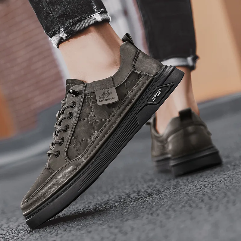 Bull charm Skateboard Shoes Men Low Top Black/Khaki-6