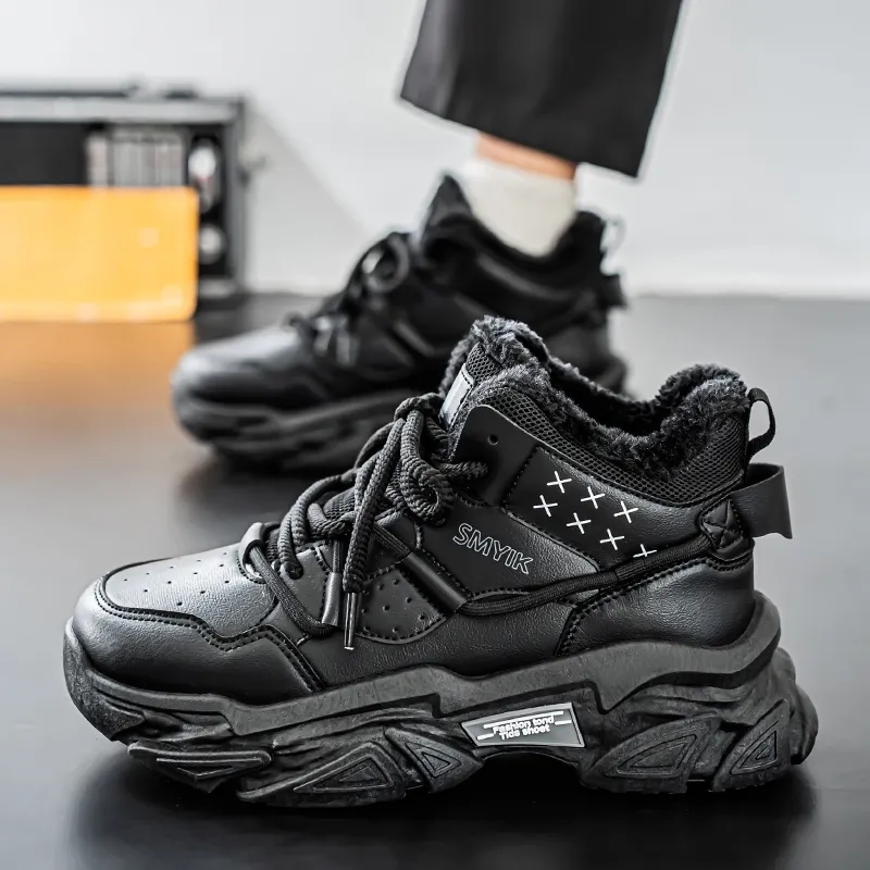 Bull Charm Wear Resistant Slip Resistant Height Increasing Mid Top Chunky Sneakers Men's-1