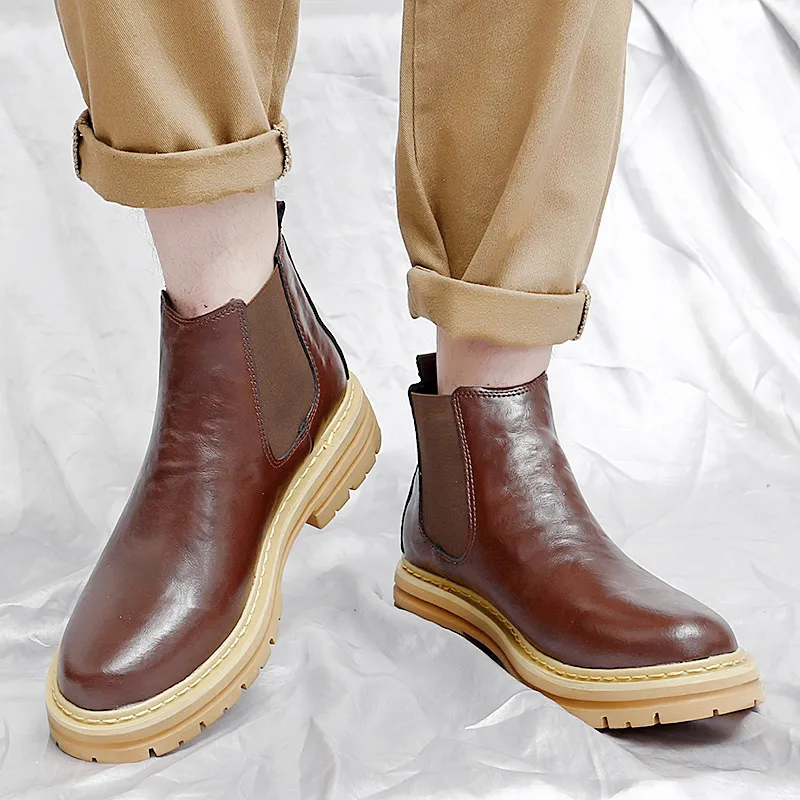 Bull charm Chelsea Boots Men Brown/Gray/Black/Brown With Cotton/Gray With Cotton/Black Padded-5