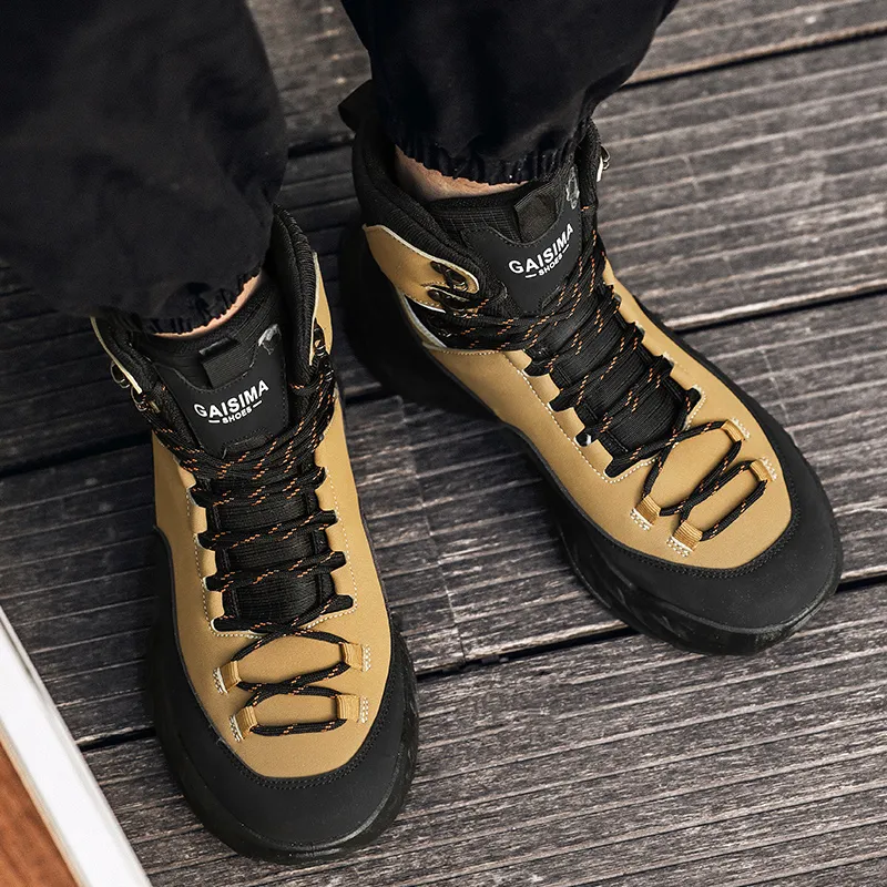 Bull charm Casual Shoes Men High Top Black Green/Black Yellow/Beige-8