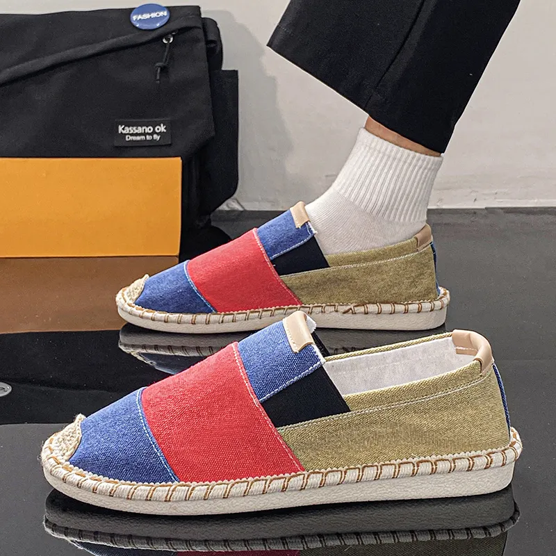 Bull charm Espadrilles Men Black Gray/Blue Red-5