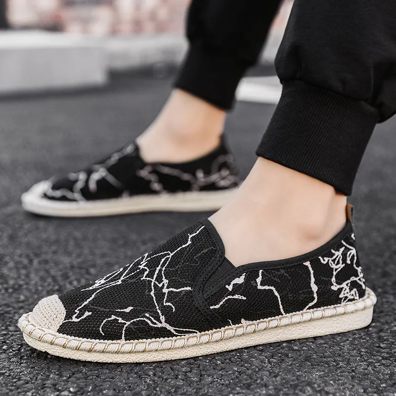 Bull charm Espadrilles Men Black/Beige/White-2