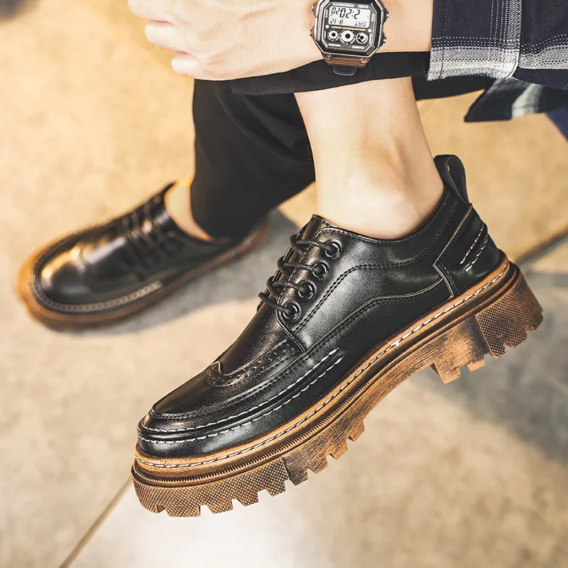 Bull charm Dress Shoes Men Low Top Black/Black Brown-11