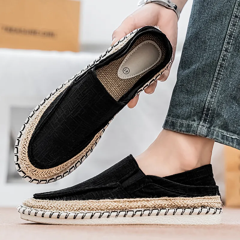 Bull charm Espadrilles Men Black/White/Khaki-4
