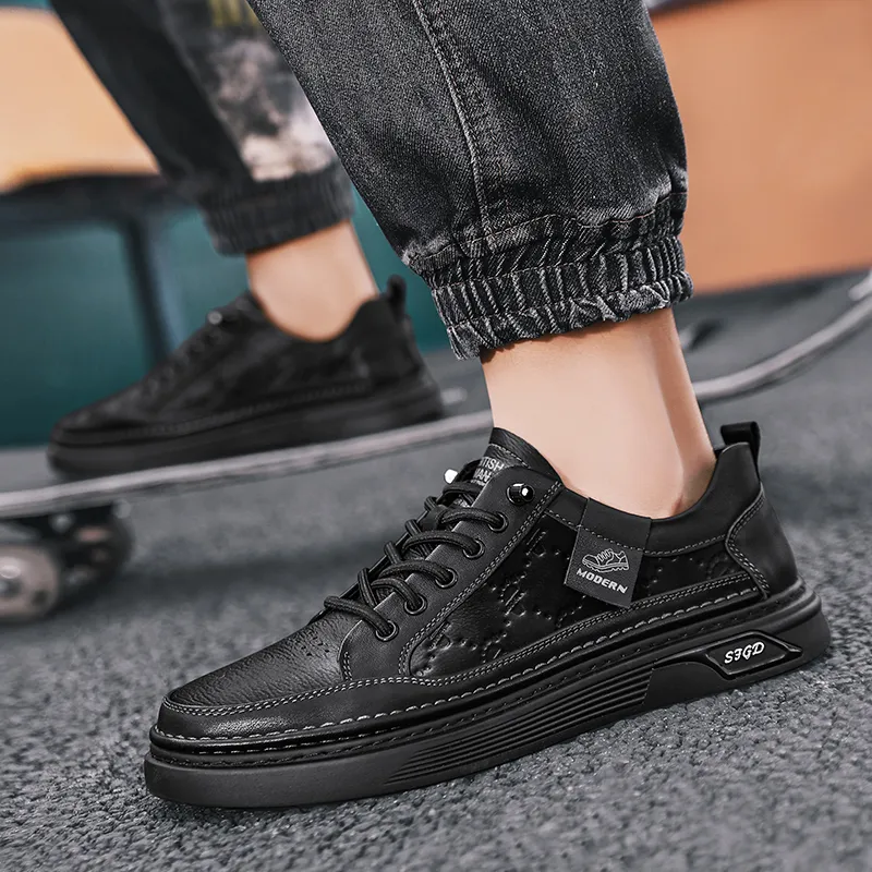 Bull charm Skateboard Shoes Men Low Top Black/Khaki-1