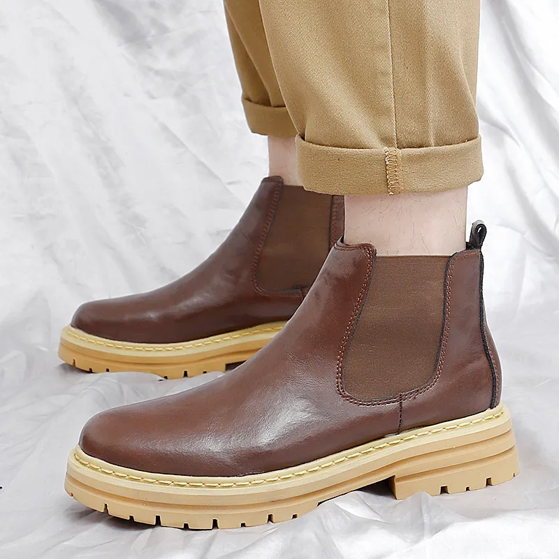 Bull charm Chelsea Boots Men Brown/Gray/Black/Brown With Cotton/Gray With Cotton/Black Padded-4