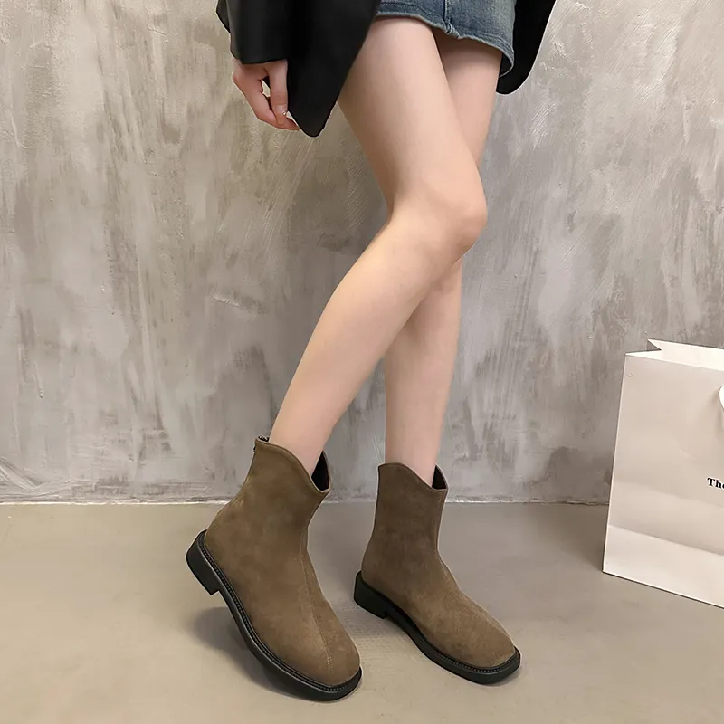 Bull charm Ankle Boots Women's Black/Khaki/Brown-8