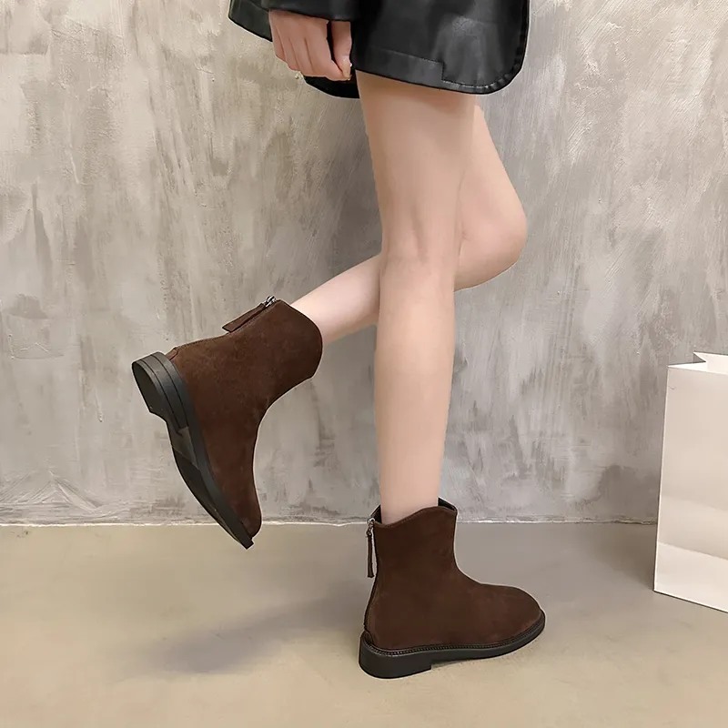 Bull charm Ankle Boots Women's Black/Khaki/Brown-14