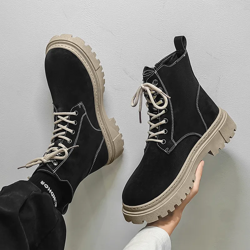 Bull charm Martin Boots Unisex Black/Gray/Khaki-1