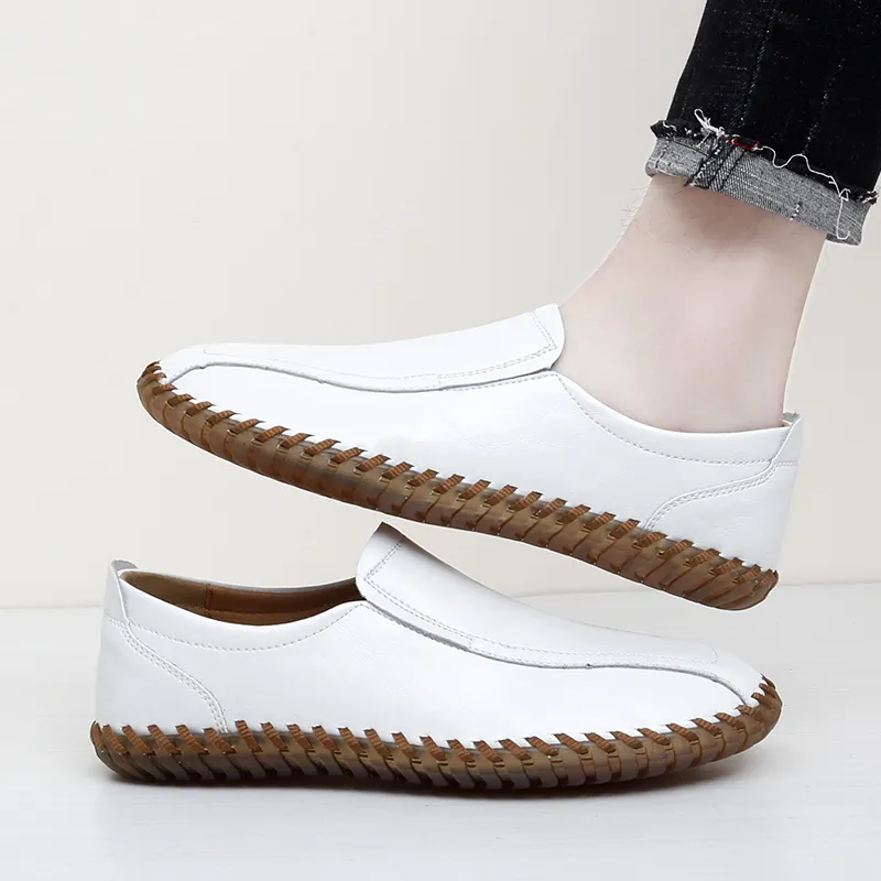 Bull charm Gommino Loafers Men Black/White/Brown-2
