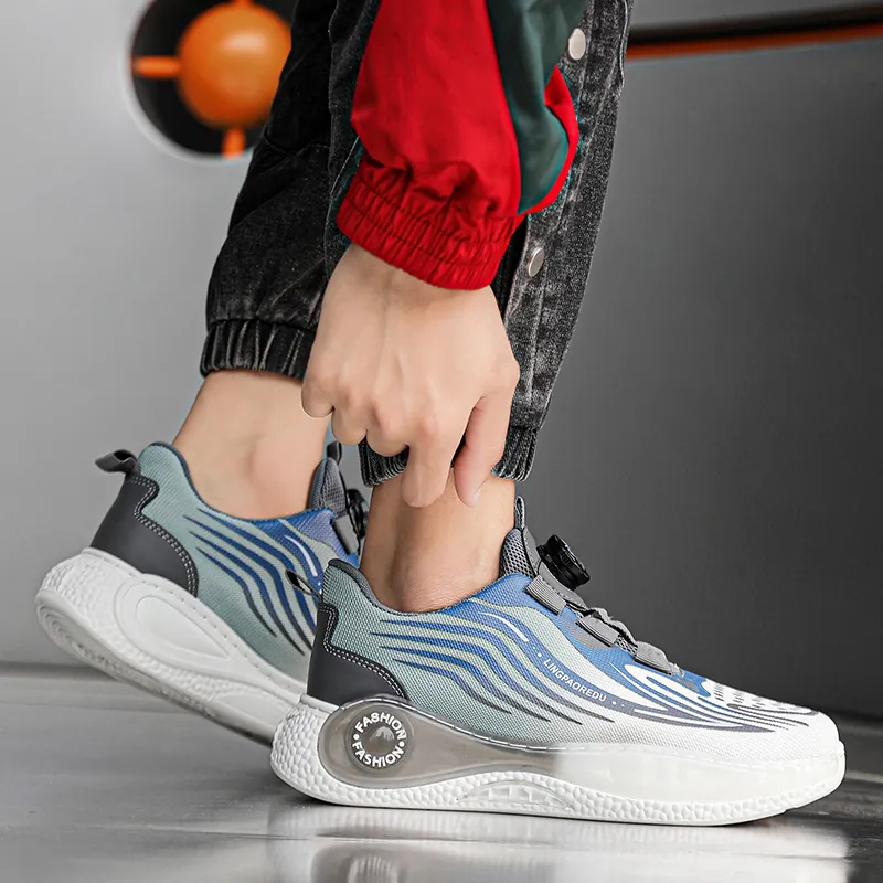 Bull charm Casual Shoes Men Low Top Gray Blue/Black Yellow-3