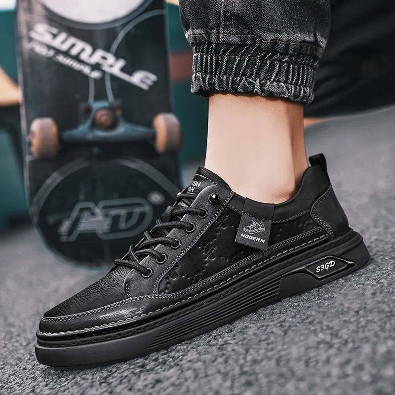 Bull charm Skateboard Shoes Men Low Top Black/Khaki-2
