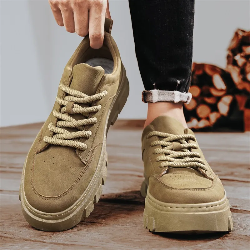 Bull charm Casual Shoes Men Low Top Black/Khaki-7