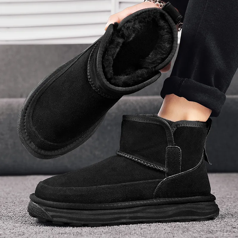 Bull Charm Abrasion Resistant Thermal Slip Resistant Cushioning Short Snow Boots Men's-3