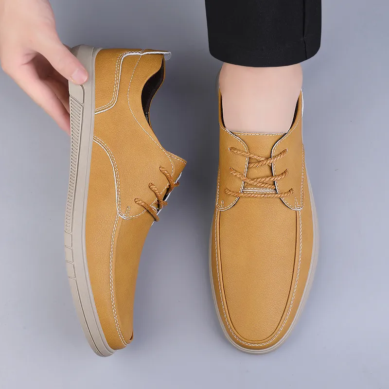 Bull charm Men's Casual Shoes Men Low Top Black/Earth Yellow-7