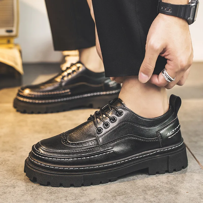 Bull charm Dress Shoes Men Low Top Black/Black Brown-3