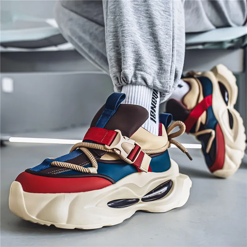 Bull Charm Height Increasing Wear Resistant Low Top Chunky Sneakers Men's-4