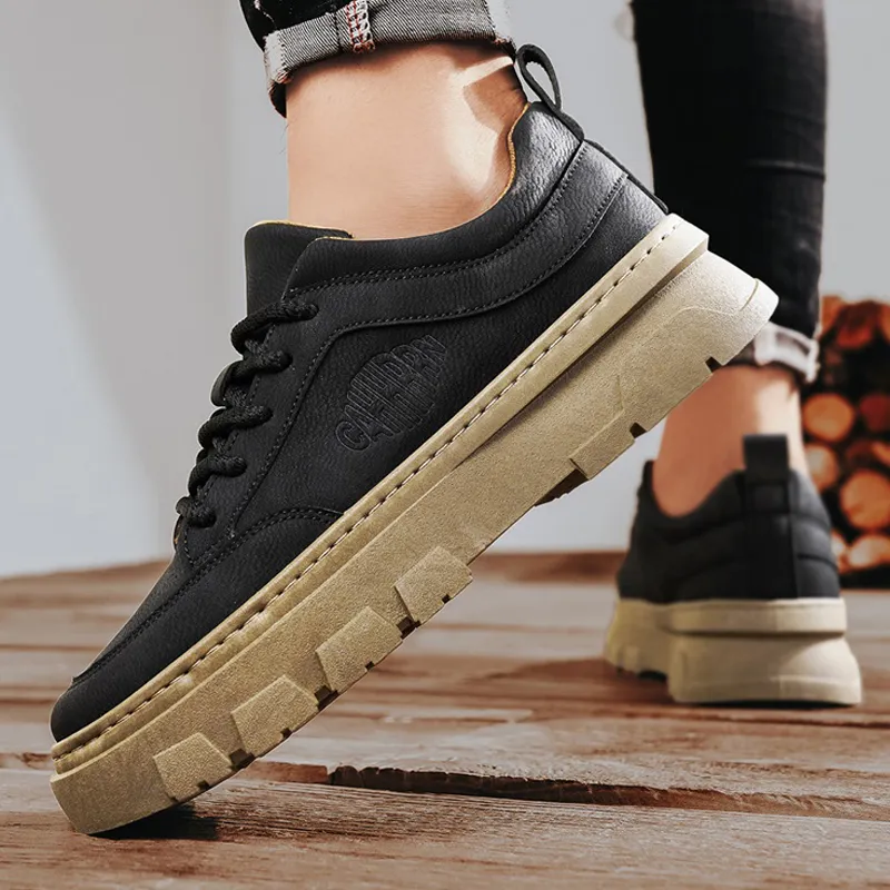 Bull charm Casual Shoes Men Low Top Black/Khaki-4