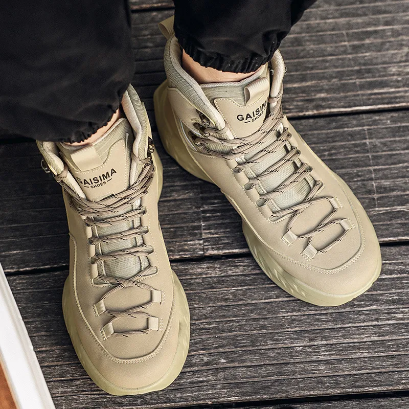 Bull charm Casual Shoes Men High Top Black Green/Black Yellow/Beige-14