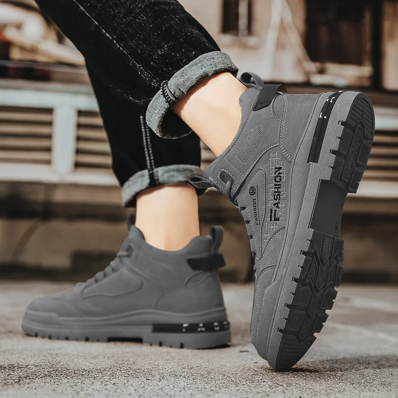 Bull charm Ankle Boots Men Black/Gray/Khaki-10