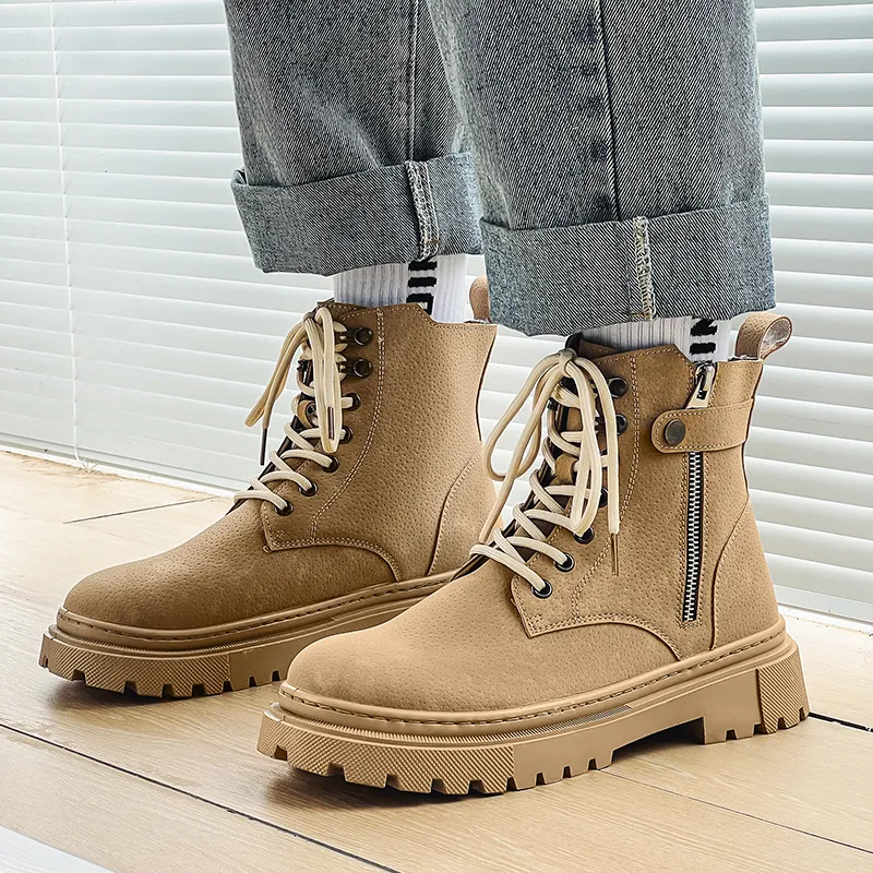 Bull charm Martin Boots Unisex Black/Gray/Khaki-14