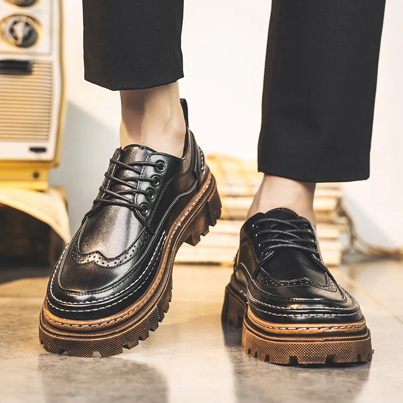 Bull charm Dress Shoes Men Low Top Black/Black Brown-9
