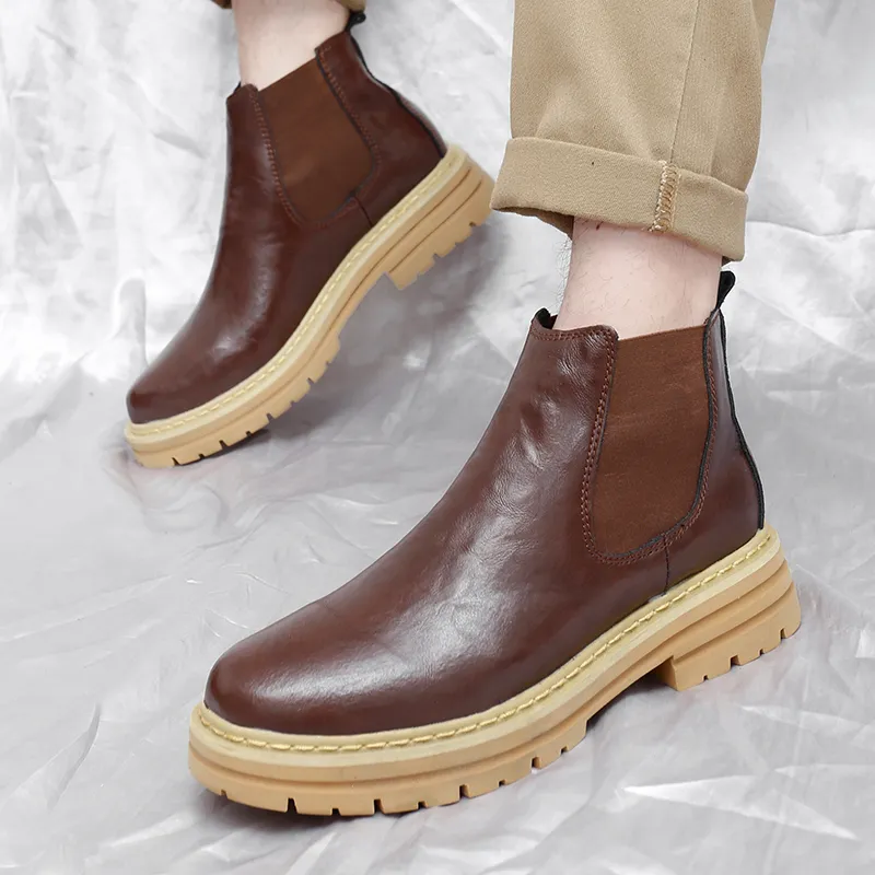 Bull charm Chelsea Boots Men Brown/Gray/Black/Brown With Cotton/Gray With Cotton/Black Padded-1