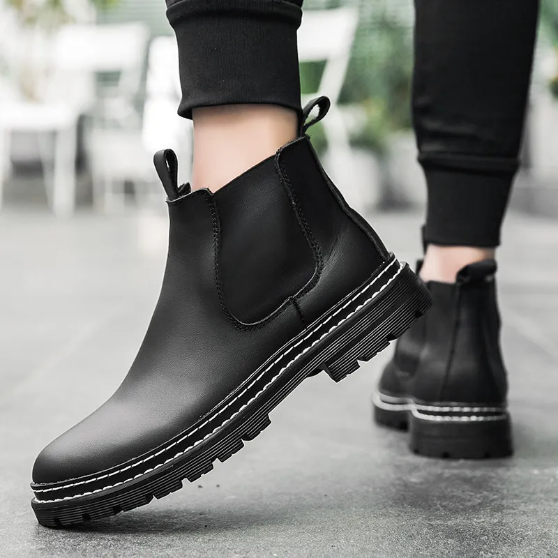 Bull Charm Short Chelsea Boots Men's Black-4