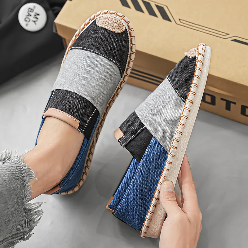 Bull charm Espadrilles Men Black Gray/Blue Red-3