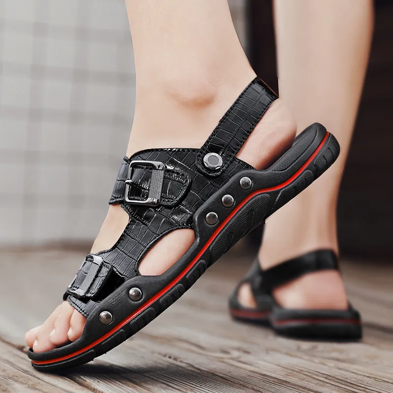 Bull charm Beach Sandals Men Ecru/Black-6