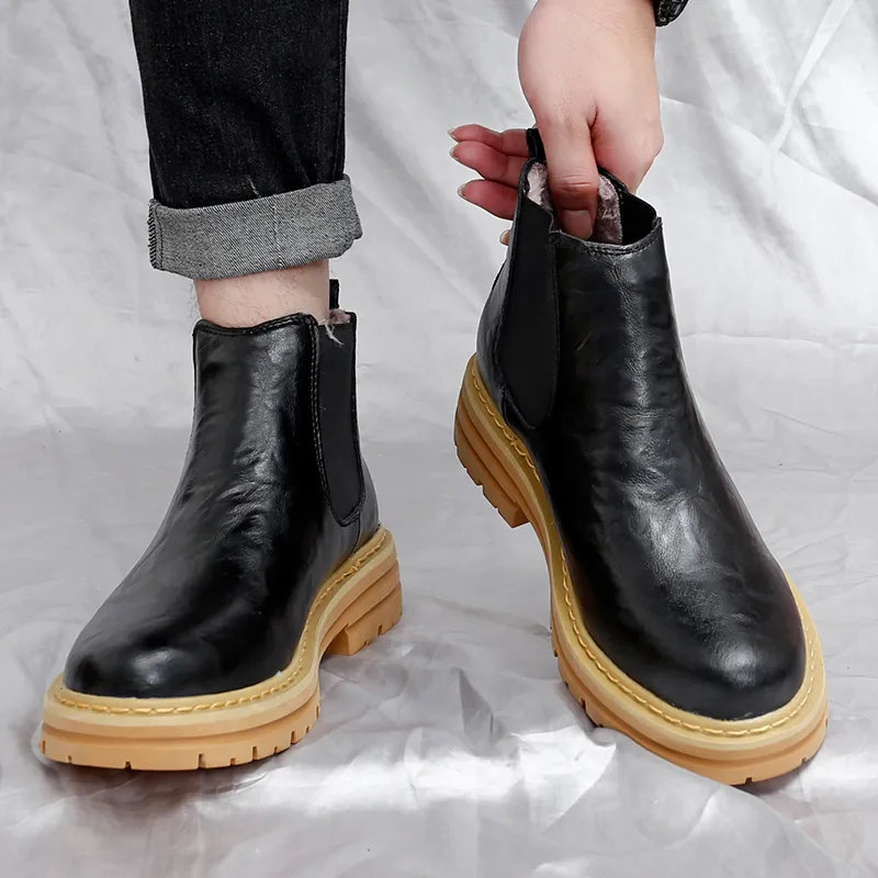 Bull charm Chelsea Boots Men Brown/Gray/Black/Brown With Cotton/Gray With Cotton/Black Padded-32