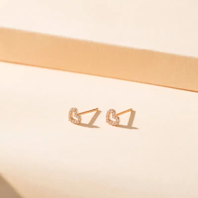 Heart To Heart 18K Gold Stud Earrings Women's-3