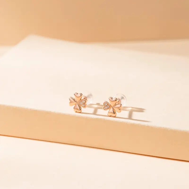 Heart To Heart 18K Gold Stud Earrings Women's-3