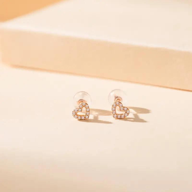 Heart To Heart 18K Gold Stud Earrings Women's-2